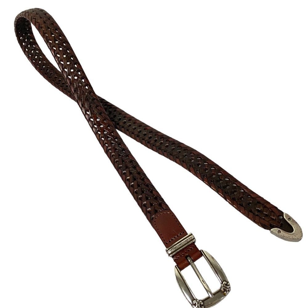 Fossil Women's Genuine Leather‎ Braided Silvertone Buckle belt